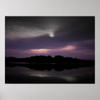 Purple black sky black water