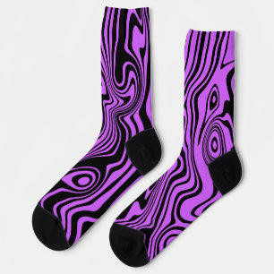 Purple Black Socks Abstract Waves Custom Colours