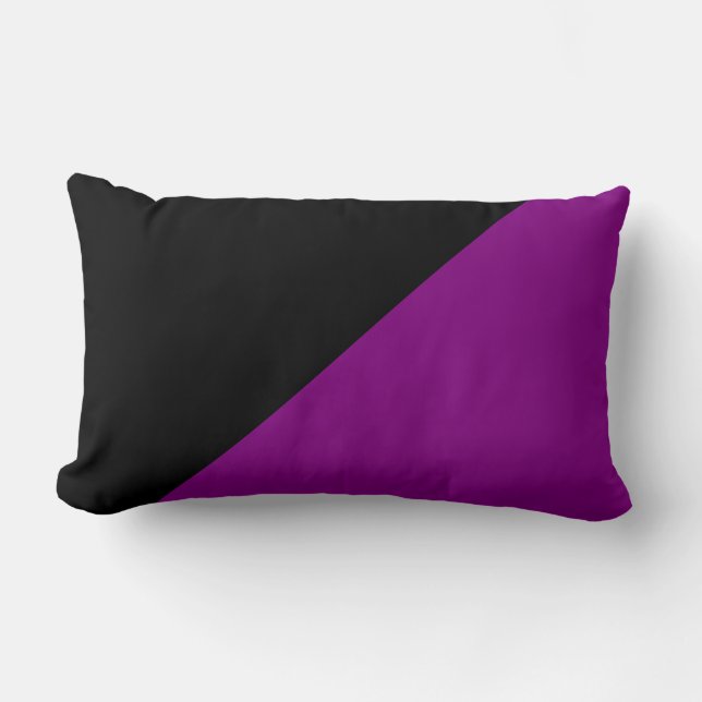 Purple & Black Solid Colour Background Lumbar Pillow (Front)