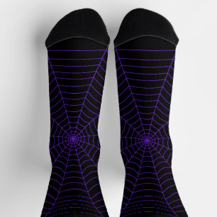 Purple black spider web Halloween pattern Socks
