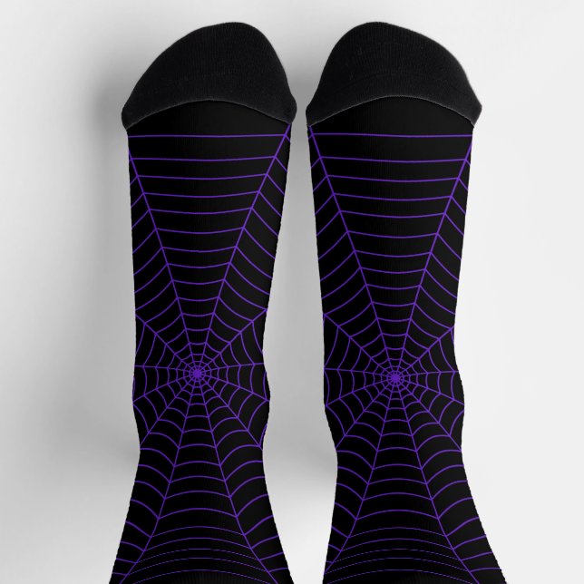 Purple black spider web Halloween pattern  Socks (Top)