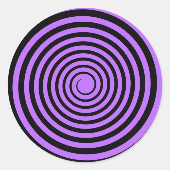 Purple & Black Spiral Customized Template Classic Round Sticker (Front)