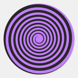 Purple & Black Spiral Customized Template Classic Round Sticker