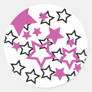 purple black stars classic round sticker
