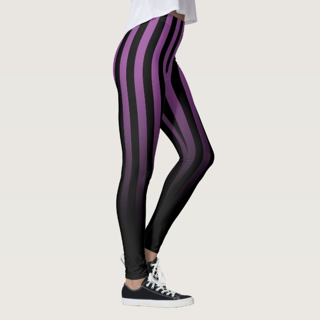 Purple Black Stripe Fade To Black Leggings (Right)