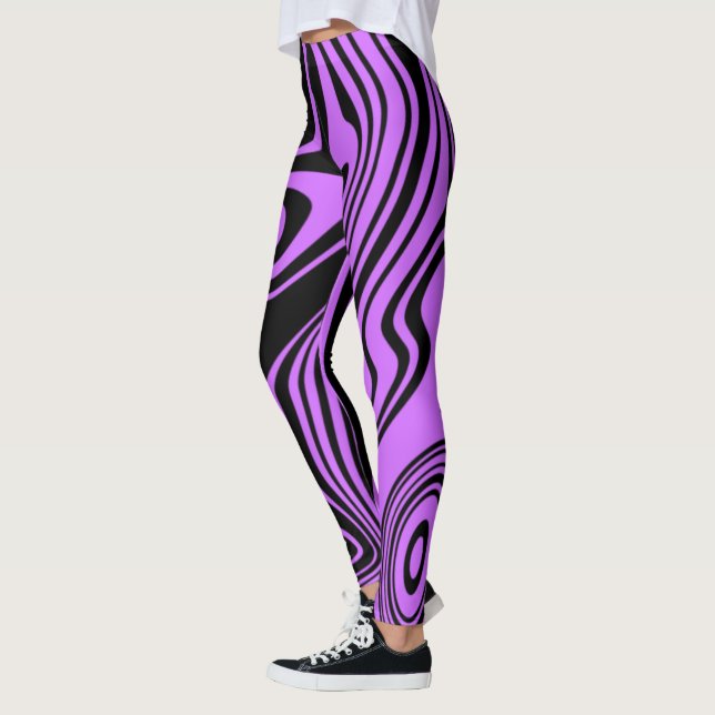 Purple Black Stripe Leggings or Choose Colour (Left)