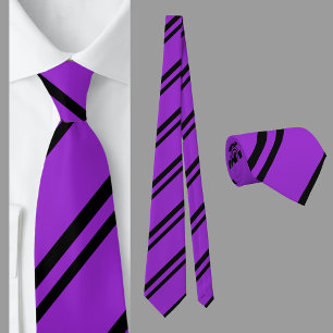 Purple Black Striped Pattern Tie
