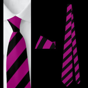 Purple Black Striped Pattern Tie