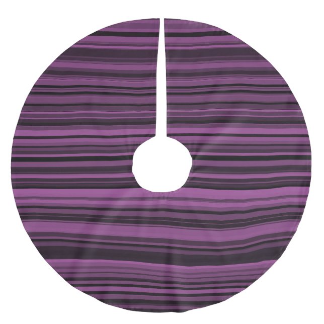 Purple Black Stripes Brushed Polyester Tree Skirt (Front)