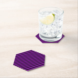 Purple & Black Stripes   Paper Coaster
