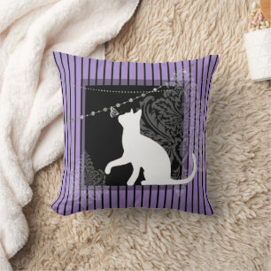 Purple black stripes  throw pillow
