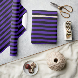 Purple/Black Stripes Wrapping Paper