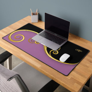 Purple-black Swirl Desk Mat w/out Initial(s) 