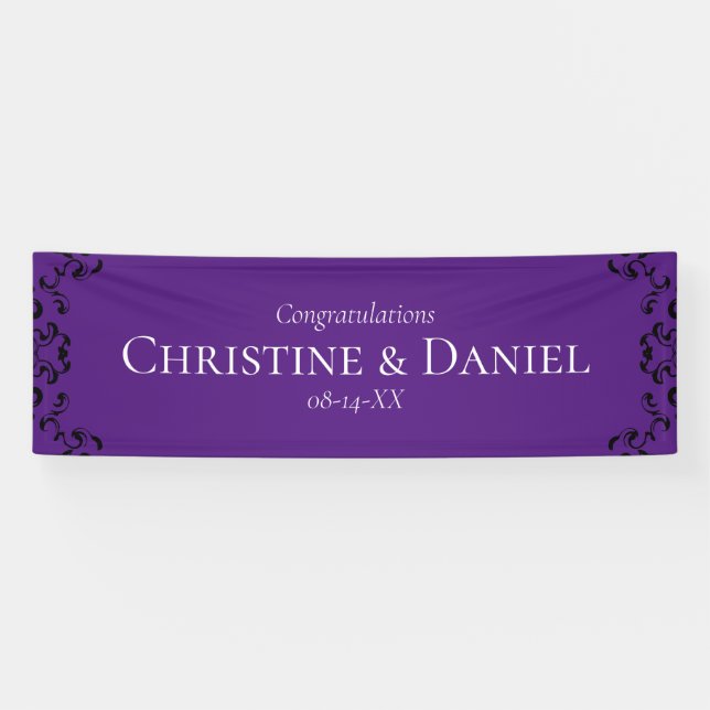 Purple Black Swirl Gothic Wedding Banner (Horizontal)