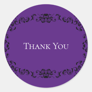 Purple & Black Swirl Gothic Wedding Classic Round Sticker