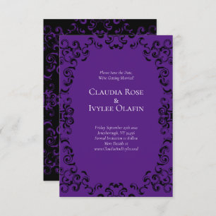 Purple & Black Swirl Gothic Wedding Invitation