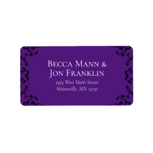 Purple & Black Swirl Gothic Wedding Label