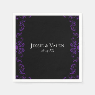 Purple & Black Swirl Gothic Wedding Napkin
