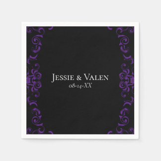 Purple & Black Swirl Gothic Wedding Napkin