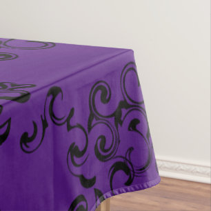 Purple Black Swirl Gothic Wedding Tablecloth