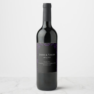 Purple & Black Swirl Gothic Wedding Wine Label