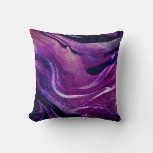 Purple & Black Swirl Painting Throw Pillow