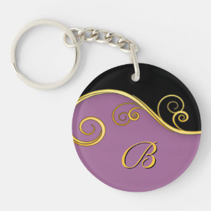 Purple-black Swirl with Initial Keychain