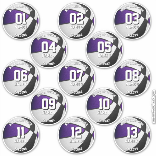 purple black team colours basketball 13 players (Front)