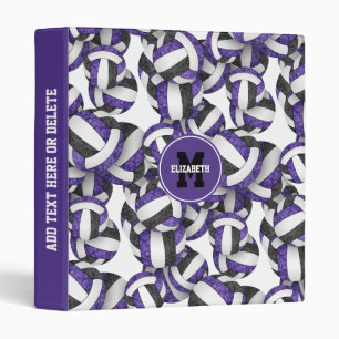 purple black team colours girls volleyball pattern binder