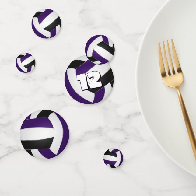 purple black team colours kids volleyball party confetti (Group)