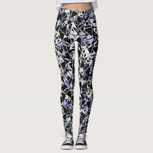 Purple Black Triangle Pattern Leggings