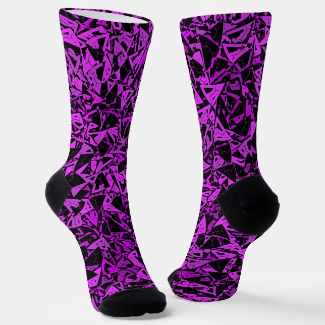 Purple Black Triangle Pattern Socks (Angled)