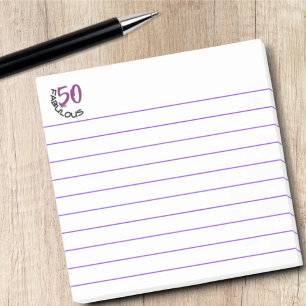 Purple & Black Typography "50 and Fabulous" Post-it Notes