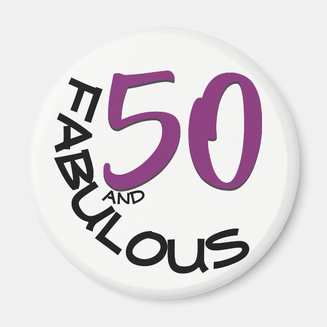 Purple & Black Typography | 50th Birthday Magnet (Front)