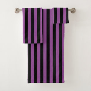 Purple Black Vertical Stripe Halloween Bath Towel Set