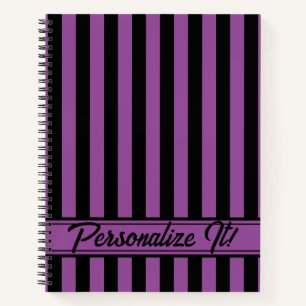 Purple Black Vertical Stripe Halloween Notebook