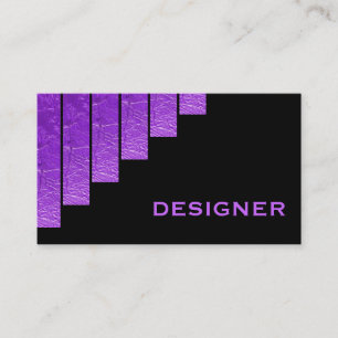 Purple, black vertical stripes designer business card