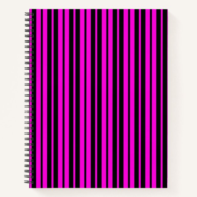 Purple Black Vertical Stripes Pattern Design Notebook (Front)