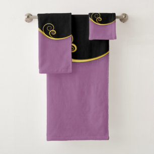 Purple-black w/out Initials Bath Towel Set
