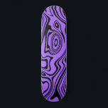 Purple Black Waves Skateboard or Choose Colour<br><div class="desc">Custom Colours - Abstract Warped Black and Purple Wavy Striped Skateboards - Customizable - or Choose / add your favourite background colour ! MIGNED Design</div>