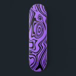 Purple Black Waves Skateboard or Choose Colour<br><div class="desc">Custom Colours - Abstract Warped Black and Purple Wavy Striped Skateboards - Customizable - or Choose / add your favourite background colour ! MIGNED Design</div>