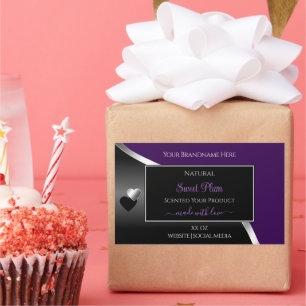 Purple Black Wavy Silver and Hearts Product Labels