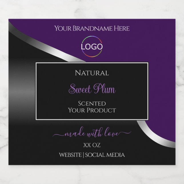 Purple Black Wavy Silver with Logo Product Labels (Single Label)