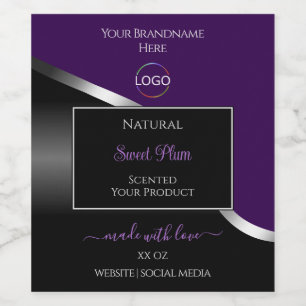 Purple Black Wavy Silver with Logo Product Labels