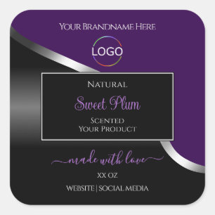 Purple Black Wavy Silver with Logo Product Labels