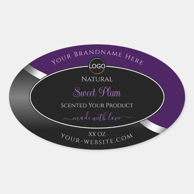 Purple Black Wavy Silver with Logo Product Labels (Front)