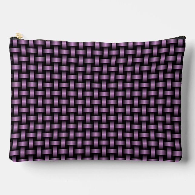 Purple Black Weave Pattern Large Accessory Pouch (Front)
