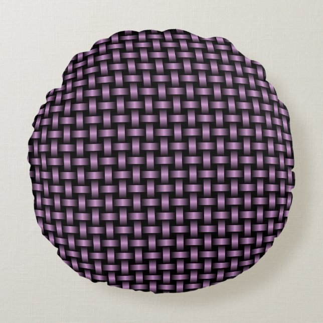 Purple Black Weave Pattern Round Pillow (Front)