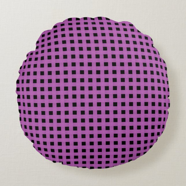 Purple Black Weave Pattern Round Pillow (Front)