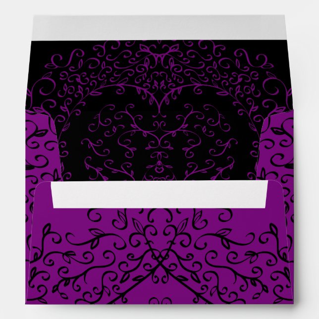 Purple Black Wedding Gothic Heart Envelope (Back (Bottom))